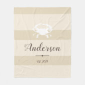 Elegant Coastal White Crab & Stripes - Speciaal ge Fleece Deken (Voorkant)