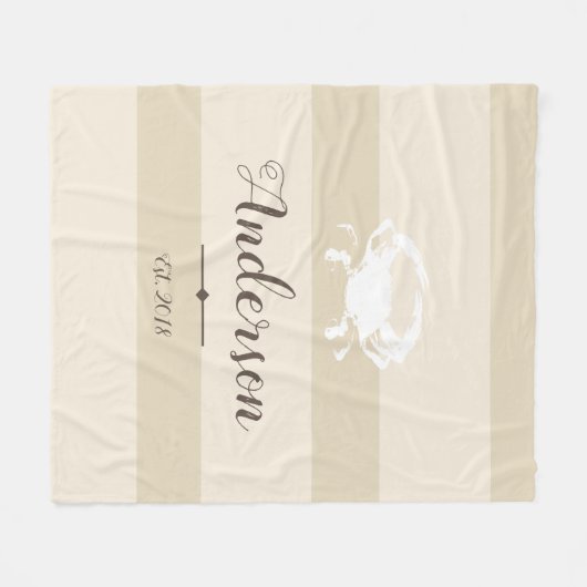 Elegant Coastal White Crab & Stripes - Speciaal ge Fleece Deken (Voorkant (Horizontaal))