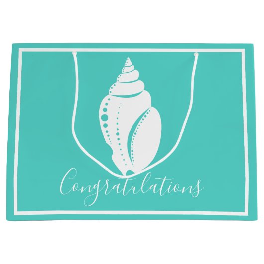 Elegant Coastal White Seashell gefeliciteerd Groot Cadeauzakje (Voorkant)