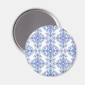 Elegant Cobalt Blue en White Floral Style Damask Magneet (Voorkant / Achterkant)