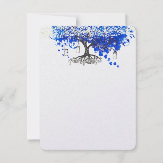 Elegant Cobalt Blue Heart Leaf Tree Bedankt Kaart (Achterkant)
