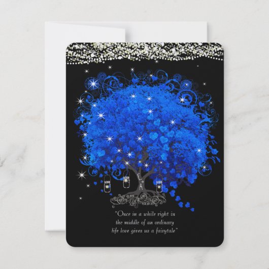 Elegant Cobalt Blue Heart Leaf Tree Save the Date Kaart (Achterkant)