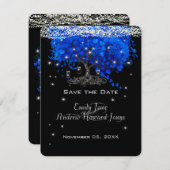 Elegant Cobalt Blue Heart Leaf Tree Save the Date Kaart (Voorkant / Achterkant)