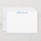 Elegant Cobalt Blue Script Border Personated Notitiekaartje (Voorkant)