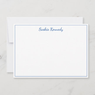 Elegant Cobalt Blue Script Border Personated Notitiekaartje