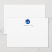 Elegant Cobalt Blue Script Monogram Professional Notitiekaartje (Voorkant / Achterkant)