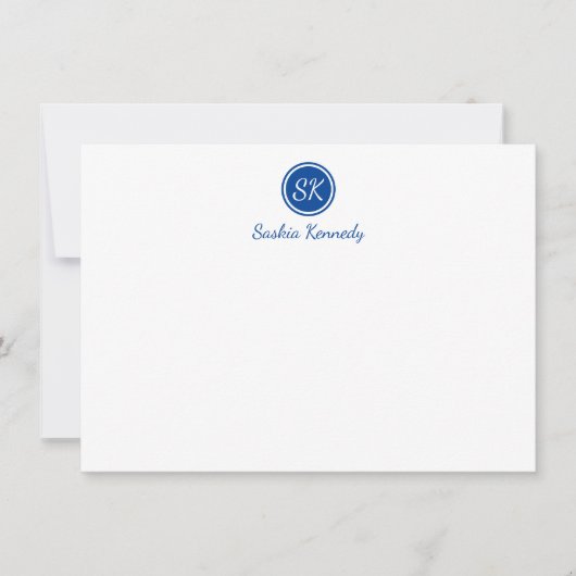 Elegant Cobalt Blue Script Monogram Professional Notitiekaartje (Voorkant)