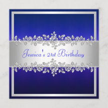 Elegant Cobalt Blue Silver Rozen Birthday Party
