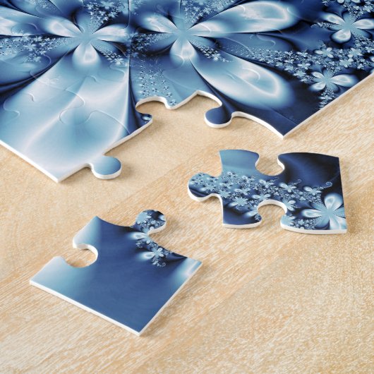 Elegant Cobalt Dark Blue Silky Flowers Legpuzzel (Zijkant)