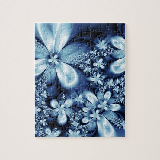 Elegant Cobalt Dark Blue Silky Flowers Legpuzzel (Verticaal)