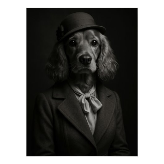 Elegant Cocker Spaniel in Cloche Hat & Scarf Perfect Poster (Voorkant)