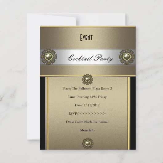 Elegant Cocktail Black Silver Bronze Kaart (Voorkant)