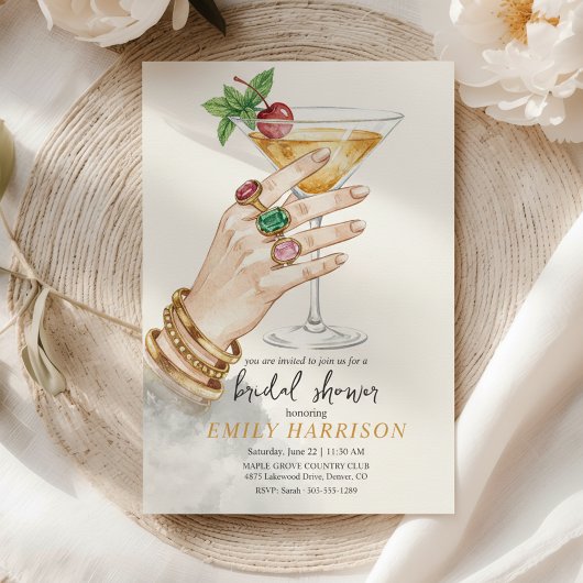 Elegant Cocktail Bridal Shower Invitation Art Kaart
