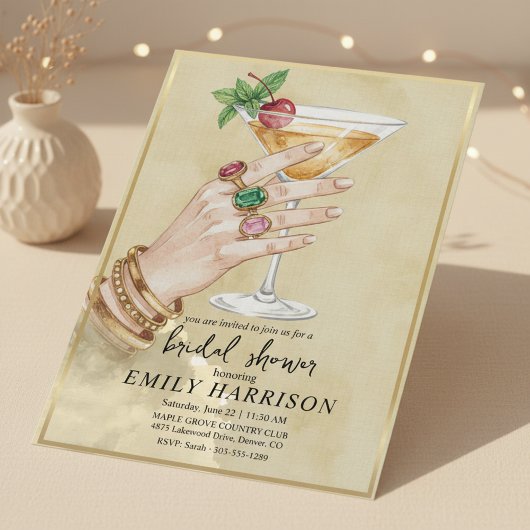 Elegant Cocktail Bridal Shower Invitation Art Kaart