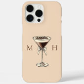 Elegant Cocktail Coquette Bow Initials Monogram Case-Mate iPhone Case (Achterkant)