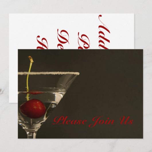 Elegant Cocktail Party Invitation Kaart (Voorkant / Achterkant)