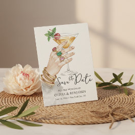Elegant Cocktail Save the Date Wedding Invitation Kaart