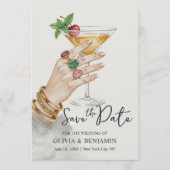 Elegant Cocktail Save the Date Wedding Invitation Kaart (Voorkant)