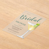 Elegant cocktailglas Vrijgezellenfeest bevroren Acryl Uitnodigingen (Laagn)