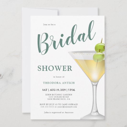 Elegant cocktailglas Vrijgezellenfeest Kaart (Voorkant)