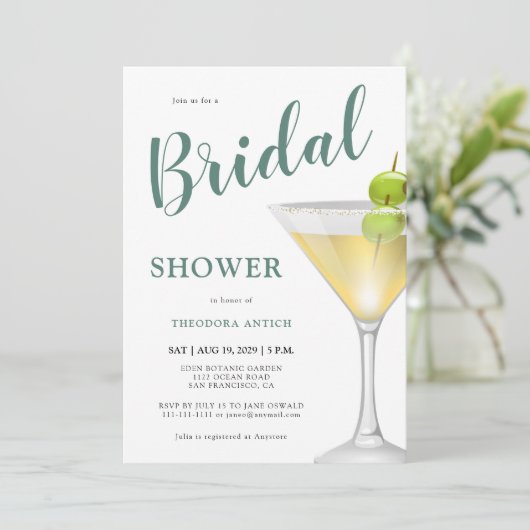 Elegant cocktailglas Vrijgezellenfeest Kaart (Staand voorkant)