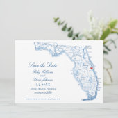 Elegant Cocoa Beach Florida Wedding Navy Kaart (Staand voorkant)