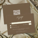 Elegant Cocoa Brown Minimalist Wedding RSVP Kaartje<br><div class="desc">Celebrate your love with this minimalist cocoa brown wedding response card with a QR code design. Featuring an elegant,  simple design,  it's perfect for an elegant autumn ceremony. This earthy,  modern look offers a warm and sophisticated feel for your fall wedding. Created by Simply Farmhouse Press.</div>