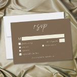 Elegant Cocoa Brown Minimalist Wedding RSVP Kaartje<br><div class="desc">Celebrate your love with this minimalist cocoa brown wedding response card with dinner choices design. Featuring an elegant,  simple design,  it's perfect for an elegant autumn ceremony. This earthy,  modern look offers a warm and sophisticated feel for your fall wedding. Created by Simply Farmhouse Press.</div>