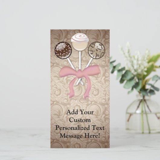 Elegant Cocoa Damask Cake Pop (Staand voorkant)