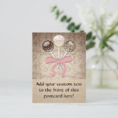 Elegant Cocoa Damask Cake Pop Briefkaart (Staand voorkant)