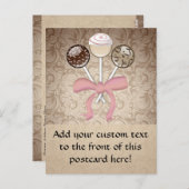 Elegant Cocoa Damask Cake Pop Briefkaart (Voorkant / Achterkant)