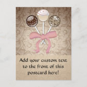 Elegant Cocoa Damask Cake Pop Briefkaart (Voorkant)