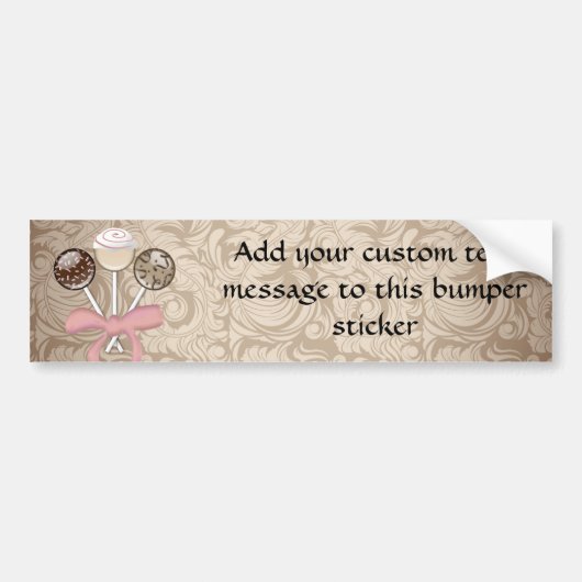 Elegant Cocoa Damask Cake Pop Bumpersticker (Voorkant)