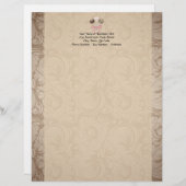 Elegant Cocoa Damask Cake Pop Custom Briefhoofd (Voorkant / Achterkant)
