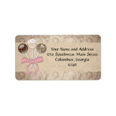 Elegant Cocoa Damask Cake Pop Etiket (Voorkant)