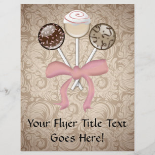 Elegant Cocoa Damask Cake Pop Flyer