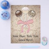 Elegant Cocoa Damask Cake Pop Flyer (Enkel)