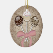 Elegant Cocoa Damask Cake Pop Keramisch Ornament (Rechts)