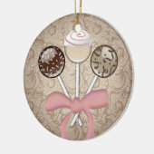 Elegant Cocoa Damask Cake Pop Keramisch Ornament (Links)
