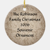 Elegant Cocoa Damask Cake Pop Keramisch Ornament (Achterkant)