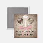 Elegant Cocoa Damask Cake Pop Magneet (Voorkant / Achterkant)