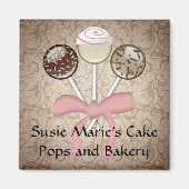 Elegant Cocoa Damask Cake Pop Magneet (Voorkant)