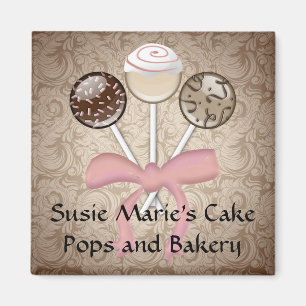Elegant Cocoa Damask Cake Pop Magneet
