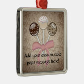 Elegant Cocoa Damask Cake Pop Metalen Ornament (Rechts)