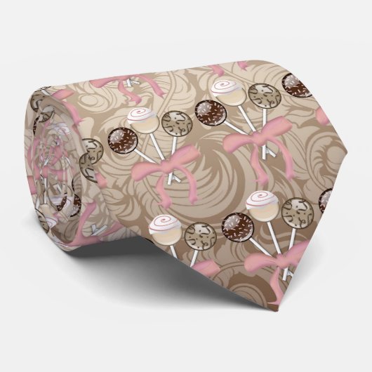 Elegant Cocoa Damask Cake Pop Stropdas (Opgerold)