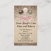 Elegant Cocoa Damask Cake Pop Visitekaartjes (Voorkant)