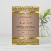 Elegant Coffee Brown Gold Damask Diamond Birthday Kaart (Staand voorkant)