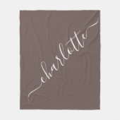 Elegant Coffee Brown Script Name Persoonlijk Fleece Deken (Voorkant)