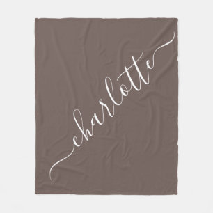 Elegant Coffee Brown Script Name Persoonlijk Fleece Deken