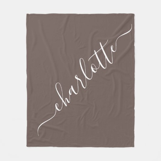 Elegant Coffee Brown Script Name Persoonlijk Fleece Deken (Voorkant)
